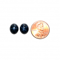 Blue Star Sapphire Cab Oval 11x9mm Matching Pair Approximately 11 Carat