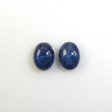Blue Star Sapphire Cab Oval 8x6mm Matching Pair Approximately 4 Carat