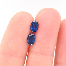 Blue Thai Sapphire Oval 6x4mm Matching Pair Approximately 1.16 Carat