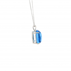 Blue Topaz Oval Shape 9.68 Carat Pendant in 14K White Gold ( Chain Not Included )