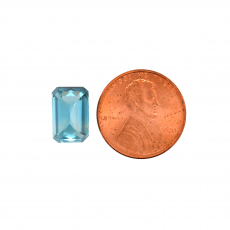 Blue Zircon Emerald Cut 12x8mm Single Piece 8.53 Carat