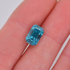 Blue Zircon Emerald Cut 9.5x6mm Single Piece 4.72 Carat