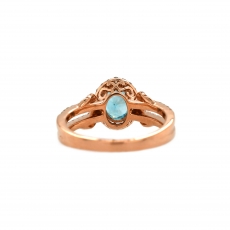 Blue Zircon Oval 1.82 Carat Ring With Diamond Accent in 14K Rose Gold