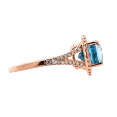 Blue Zircon Oval 5.48 Carat Ring with Diamond Accent in 14K Rose Gold