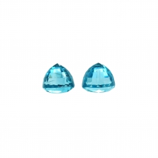 Blue Zircon Oval/Cushion 7.8x6.8mm and 7.5x6.7mm Two Pieces 8.13 Carat