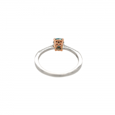 Blue Zircon Round 0.68 Carat Ring with Accent Diamonds in 14K Dual Tone (White/Rose) Gold