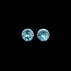 Blue Zircon Round 4mm Matching Pair Approximately 0.75 Carat