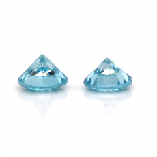 Blue Zircon Round 5.5mm Matching Pair Approximately 1.61 Carat