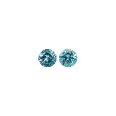 Blue Zircon Round 5mm Matching Pair Approximately 1.4 Carat