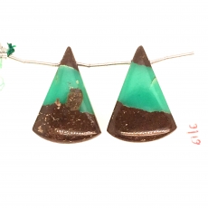 Boulder Chrysoprase Drop Conical Shape 25x20mm Drilled Beads Matching Pair