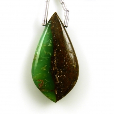 Boulder Chrysoprase Drop Leaf Shape 30x16mm Drilled Beads Matching Pair