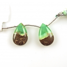Boulder Chrysoprase Drops Almond Shape 20x13mm Drilled Beads Matching Pair