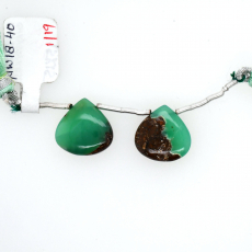 Boulder Chrysoprase Drops Heart Shape 15x15mm Drilled Bead Matching Pair