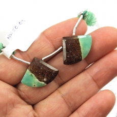 Boulder Chrysoprase Drops Heart Shape 21x17mm Drilled Beads Matching Pair