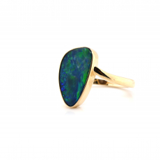 Boulder Opal Fancy Shape 2.78 Carat Ring In 14k Yellow Gold