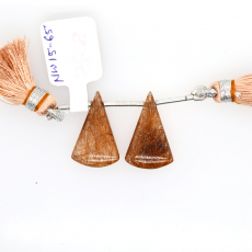 Brown Rutile Drops Conical Shape 21x13mm Drilled Bead Matching Pair
