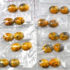 Bumble Bee Jasper Cab Oval 16x12mm Matching Pair Approximately 13 Carat