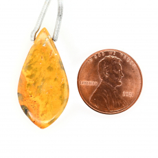 Bumble Bee Jasper Drop Leaf Shape 29x15mm Drilled Bead Single Pendant Piece