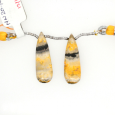 Bumble Bee Jasper Drops Almond Shape 31x11mm Drilled Bead Matching Pair