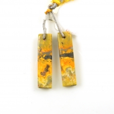 Bumble Bee Jasper Drops Baguette Shape 35x9mm Front To Back Drilled Beads Matching Pair