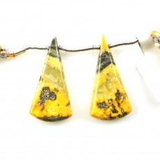Bumble Bee Jasper Drops Conical Shape 31x15mm Drilled Beads Matching Pair