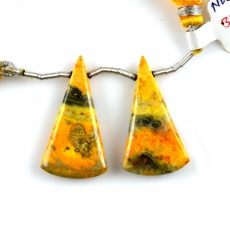 Bumble Bee Jasper Drops Conical Shape 31x17mm Drilled Beads Matching Pair
