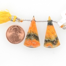Bumble Bee Jasper Drops Conical Shape 32x16mm Drilled Beads Matching Pair