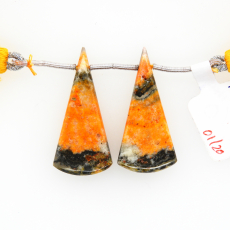 Bumble Bee Jasper Drops Conical Shape 35x15mm Drilled Bead Matching Pair