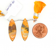 Bumble Bee Jasper Drops Marquise Shape 29x10mm Drilled Bead Matching Pair