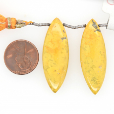 Bumble Bee Jasper Marquise Shape 40x15 mm Drilled Bead Matching Pair