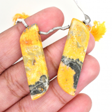 Bumble Bee Jasper wave Shape 36x11mm Drilled Bead Matching Pair