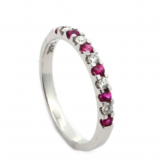 Burmese Ruby 0.21 Carat Stackable Ring Band in 14K White Gold with Diamonds