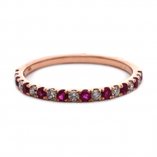 Burmese Ruby 0.22 Carat Stackable Ring Band in 14K Rose Gold with Diamonds