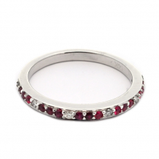 Burmese Ruby 0.22 Carat Stackable Ring Band in 14K White Gold with Diamonds