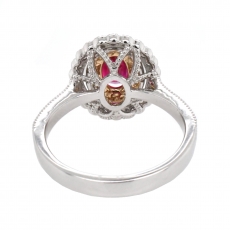 Burmese Ruby Oval 1.29 Carat Ring With Diamond Accent in 14K Dual Tone (Yellow/White) Gold