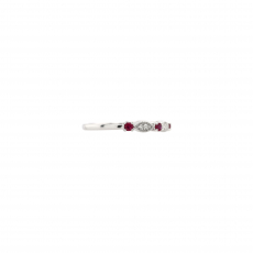 Burmese Ruby Round 0.17 Carat Ring Band in 14K White Gold with Accent Diamonds (RG0621)