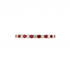 Burmese Ruby Round 0.21 Carat Ring Band in 14K Yellow Gold with Accent Diamonds (RG0213)
