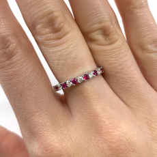 Burmese Ruby Round 0.23 Carat Ring Band in 14K White Gold with Accent Diamonds (RG4897)