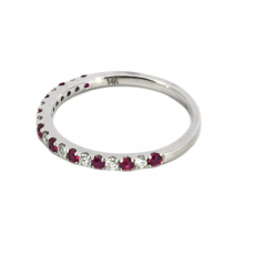 Burmese Ruby Round 0.31 Carat Ring Band in 14K White Gold with Accent Diamonds (RG4581)