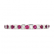 Burmese Ruby Round 0.31 Carat Ring Band in 14K White Gold with Accent Diamonds (RG4581)