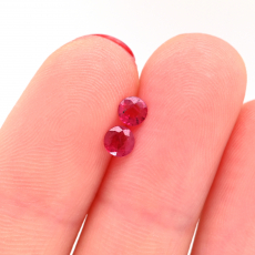 Burmese Ruby Round 3.7mm Approximately 0.45 Carat Matching Pair