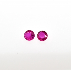 Burmese Ruby Round 3.8mm Matching Pair Approximately 0.55 Carat