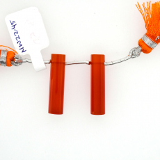 Carnelian  Drops Cylinder Shape 26x6mm Drilled Bead Matching Pair