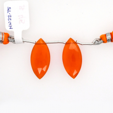 Carnelian  Drops Marquise Shape 25x12mm Drilled Bead Matching Pair