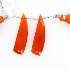 Carnelian  Drops Wing Horn Shape 40x11mm Drilled Bead Matching Pair