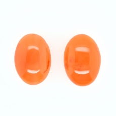 Carnelian Cab Oval 18X13mm Matching Pair Approximately 20 Carat