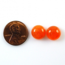 Carnelian Cab Round 11mm Matching Pair Approximately 9 Carat