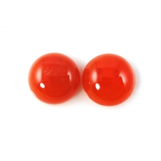 Carnelian Cab Round 12mm Matching Pair Approximately 10 Carat