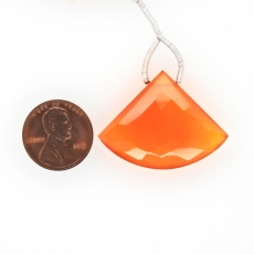 Carnelian Drop Fan Shape 34x26mm Drilled Bead Single Pendant Piece