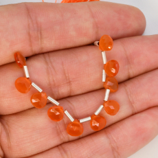 Carnelian Drop Heart Shape 6x6mm Drilled Bead Line 10 beads